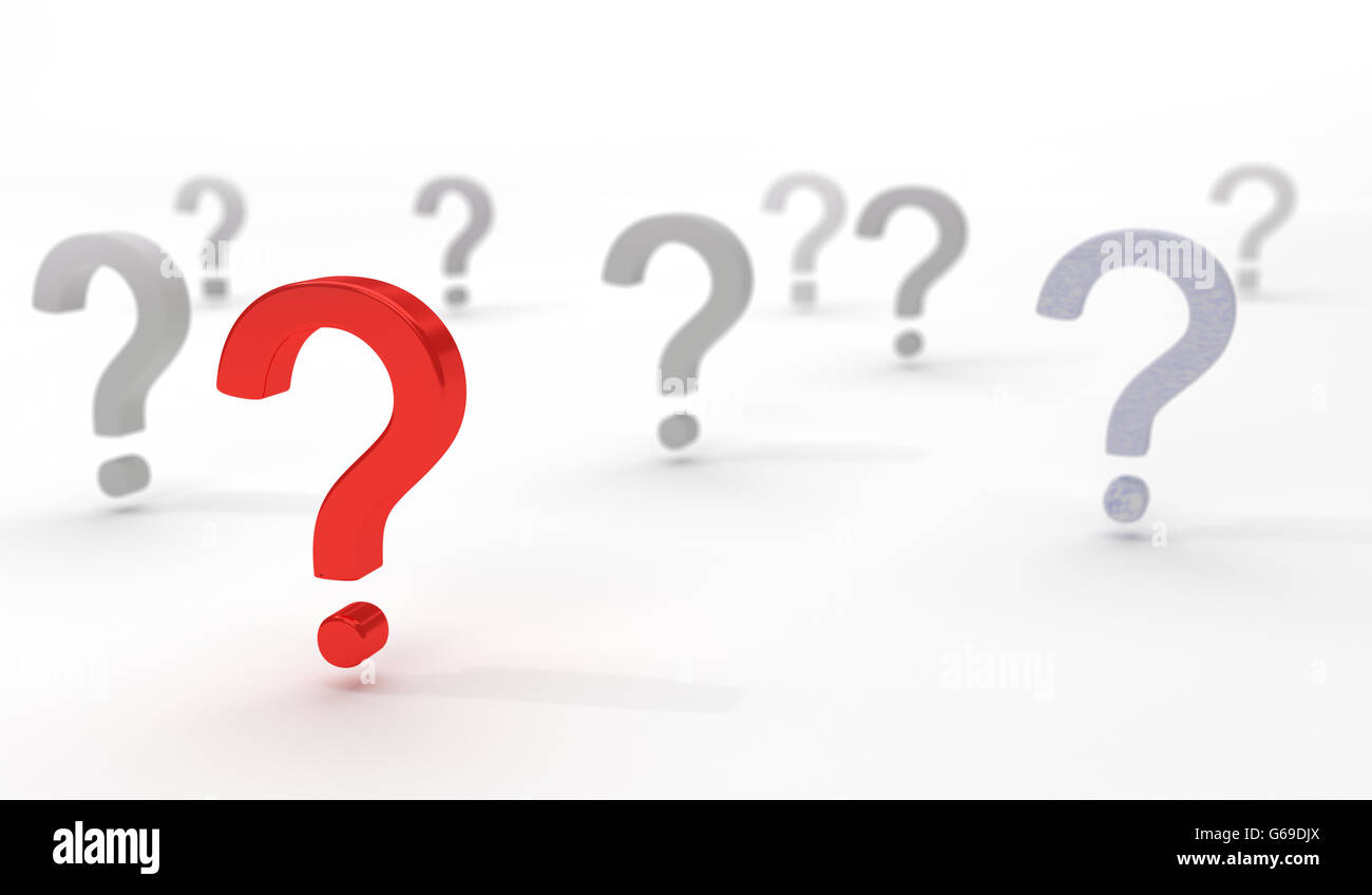 Question Marks on white background Stock Photo