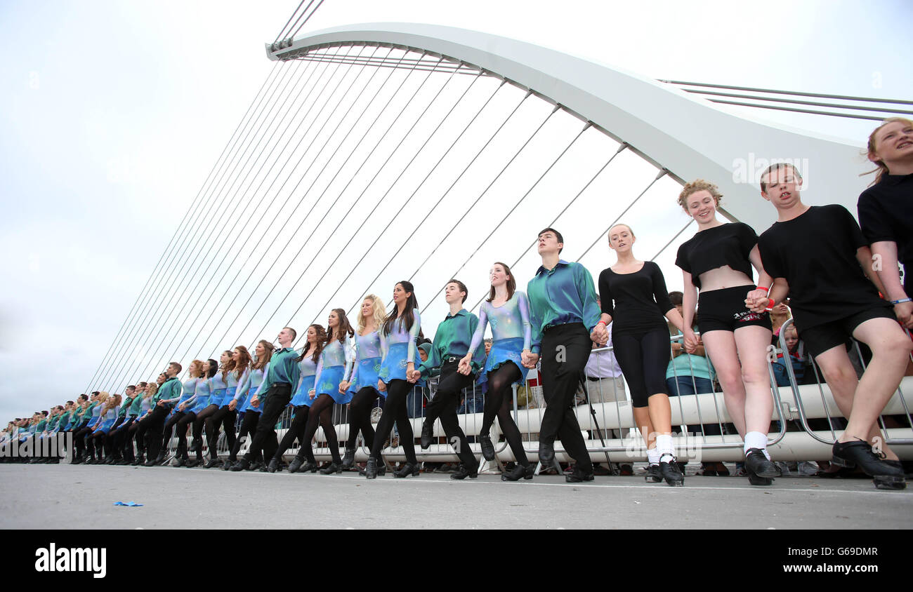 Irish dancing world record attempt Stock Photo Alamy