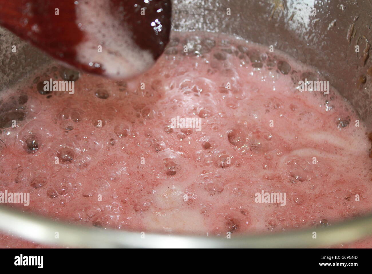 Jam making, making jam, preserves, pectin Stock Photo