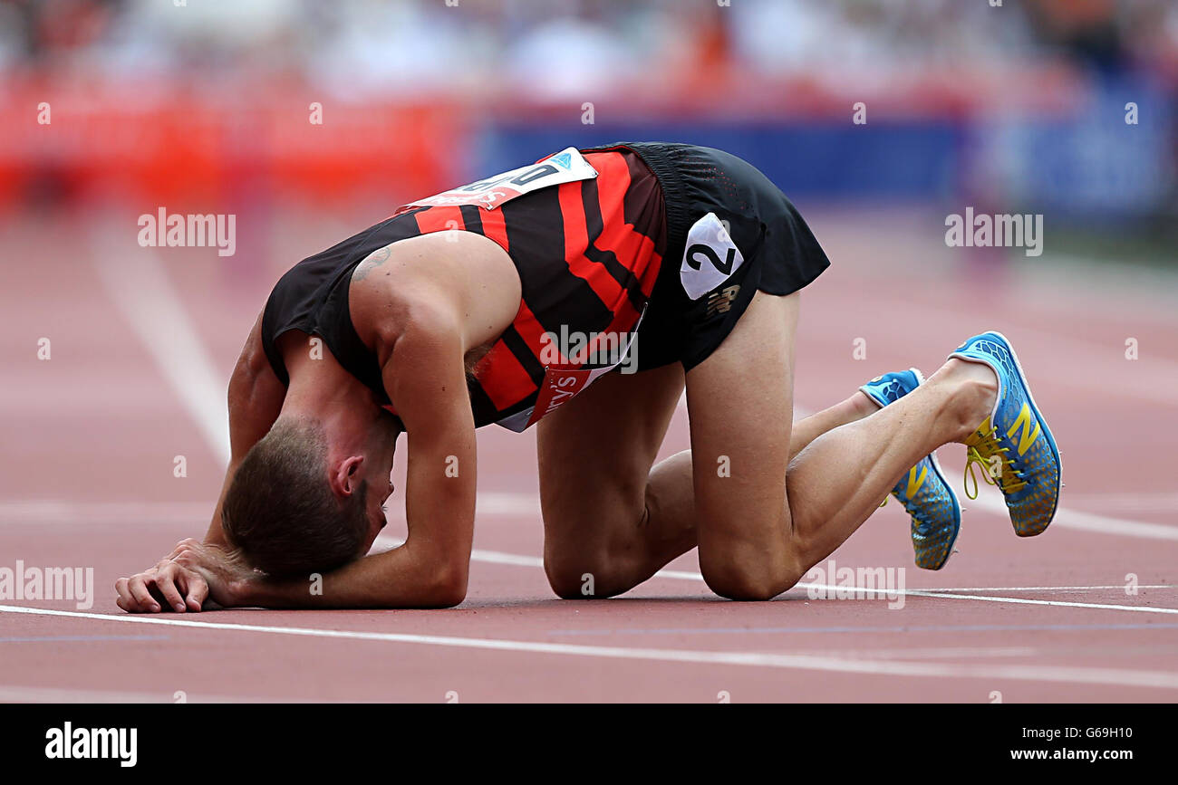 Great Britain's Mark Draper reacts after the men's 3000 metres