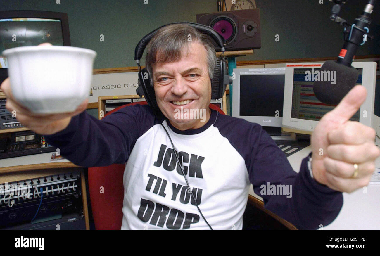 DJ Tony Blackburn returns to the breakfast hot-seat after 30 years of absence as host of Classic Gold's national weekday breakfast programme at Classic House in London. Stock Photo