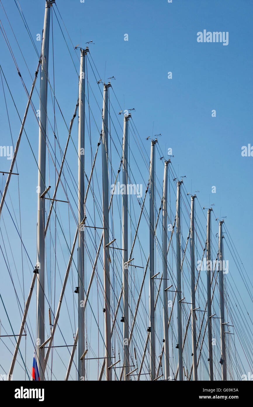 Charter fleet sailing yacht masts. Stock Photo