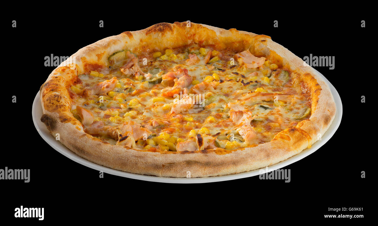 Classic Italian pizza with yellow cheese and mozzarella Stock Photo - Alamy