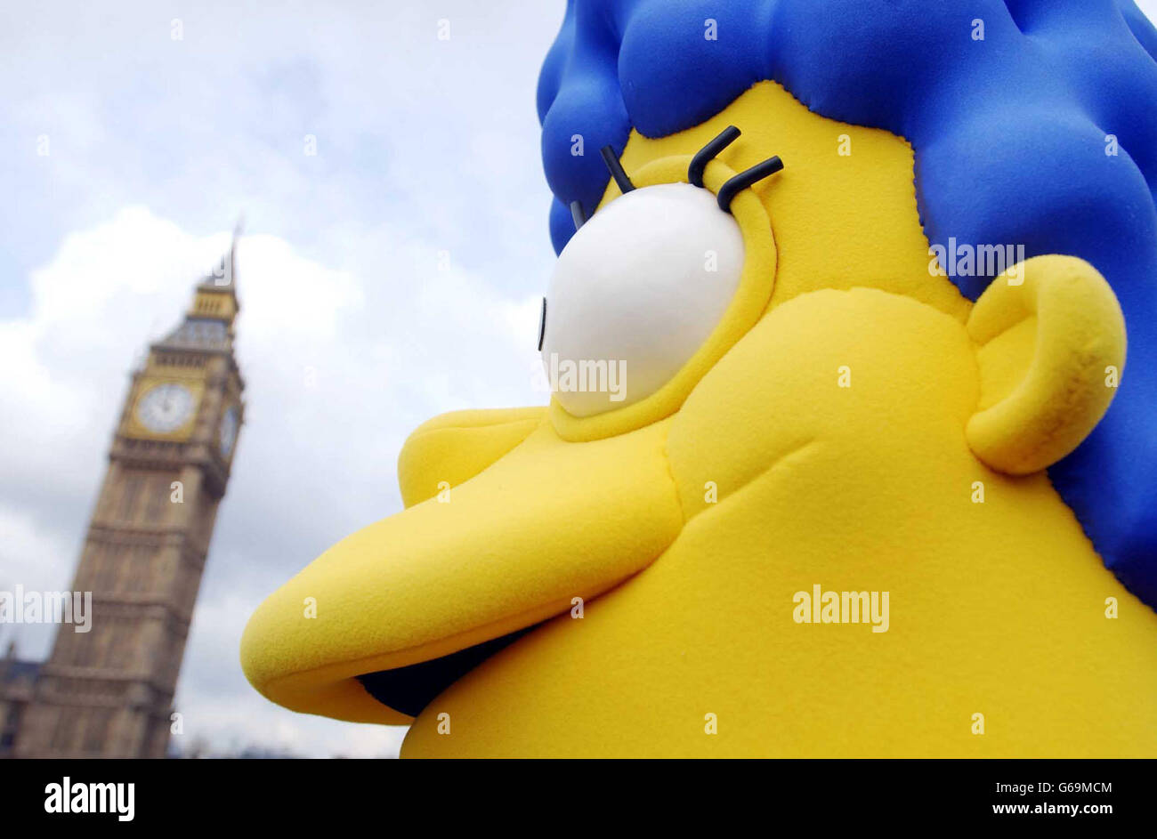 Marge Simpson during a photocall to celebrate the 300th episode of The Simpsons at Westminster Bridge in central London. Stock Photo