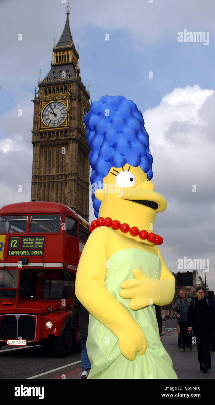 Marge Simpson during a photocall to celebrate the 300th episode of the Simpsons at the Westminster Bridge in central London. Stock Photo