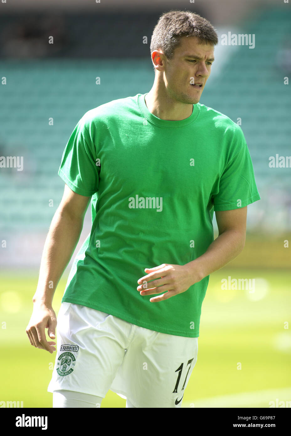 Soccer - Scottish Premiership - Hibernian v Motherwell - Easter Road. Hibernian's Owain Tudor Jones during the Scottish Premier League match at Easter Road, Edinburgh. Stock Photo