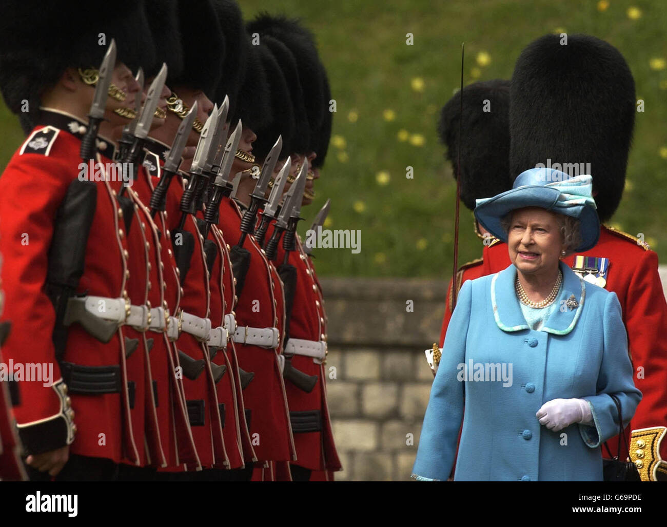 Queen Elizabeth II during inspects The Queen's Company of The Grenadier