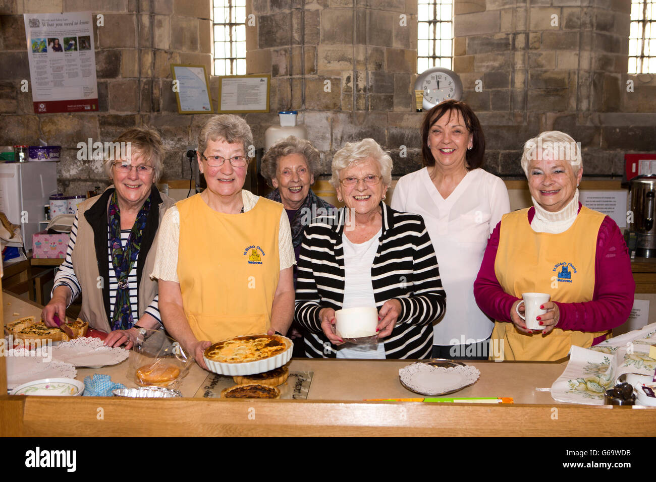 UK, County Durham, Hartlepool Headland, St Hilda’s church, ladies preparing concert refreshments Stock Photo