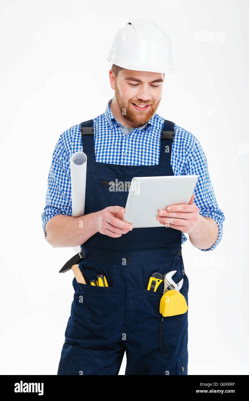 Happy builder with tools hi-res stock photography and images - Alamy