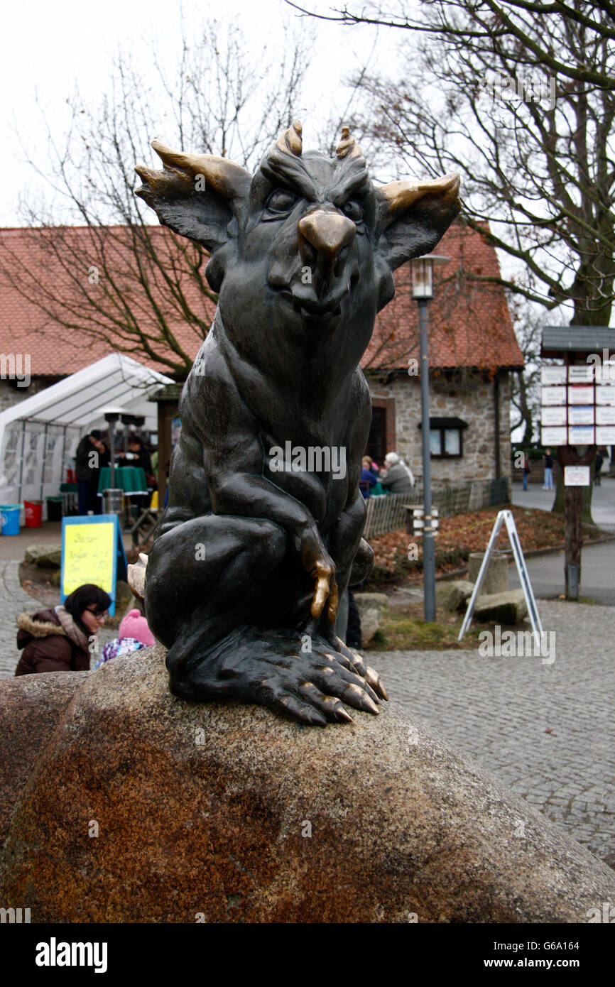 Figur/ Skulptur, Hexentanzplatz, Thale, Harz. Stock Photo