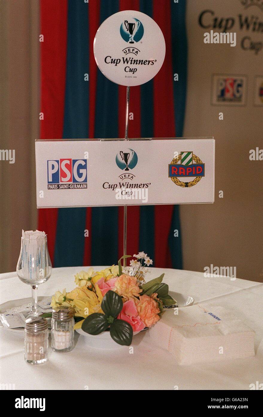 Hospitality at the european cup winners cup final hires stock