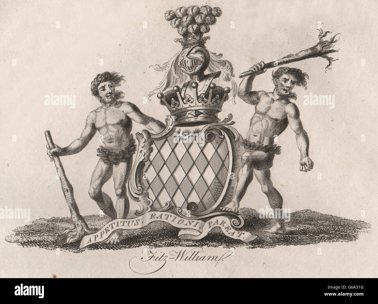 FITZWILLIAM Coat of Arms. Heraldry, antique print 1790 Stock Photo