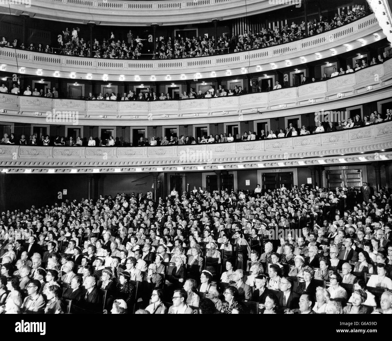 1950s AUDIENCE SITTING IN CARNEGIE HALL NEW YORK CITY NY USA Stock Photo