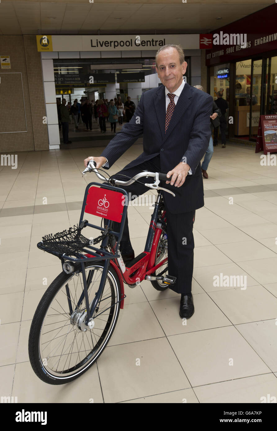 Phillip Darnton, Executive Director of the Bicycle Association, Great Britain, at the launch of Abellio Bike & Go, a nationwide bike hire scheme, at Liverpool Central Station in Liverpool. Stock Photo