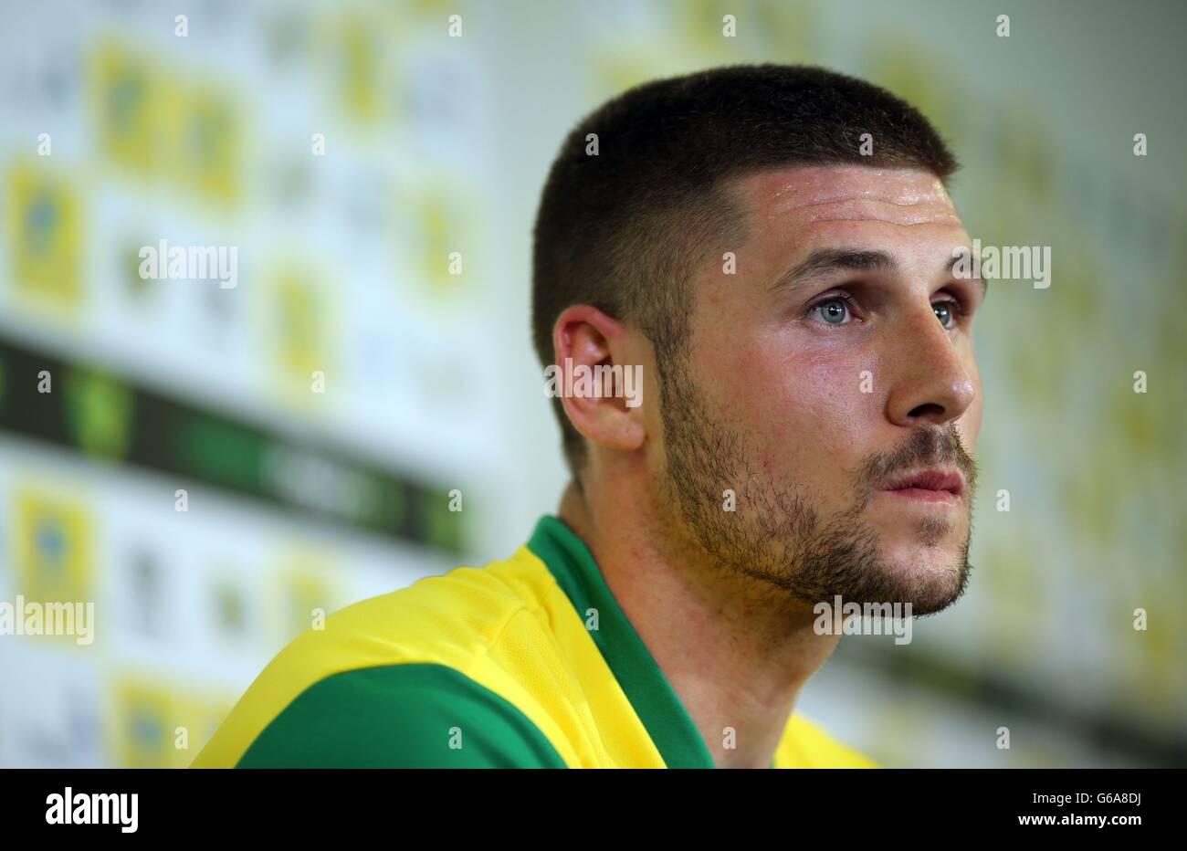 Norwich city new signing gary press conference colney training centre