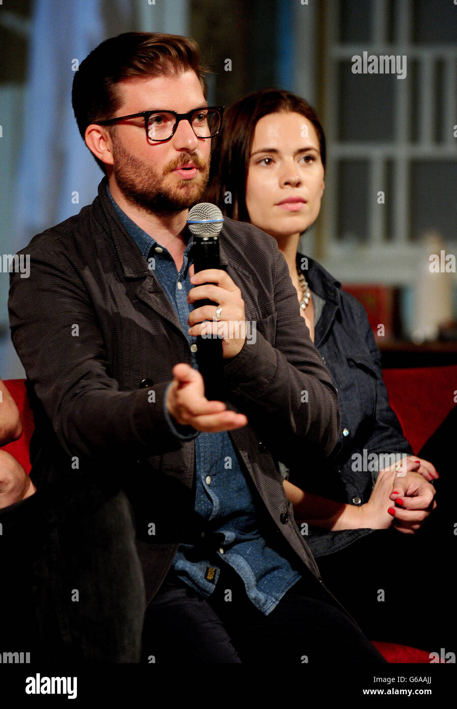 Jamie Lloyd and Hayley Atwell are seen at a press conference for the