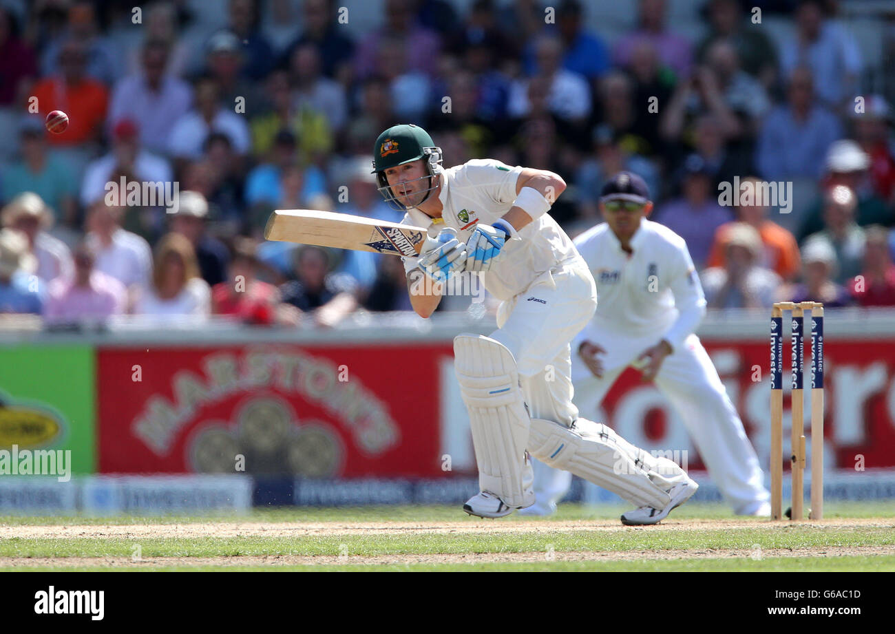 Cricket - Third Investec Ashes Test - Day Two - England v Australia - Old Trafford. Australia captain Michael Clarke during day two of the Third Investec Ashes test match at Old Trafford Cricket Ground, Manchester. Stock Photo