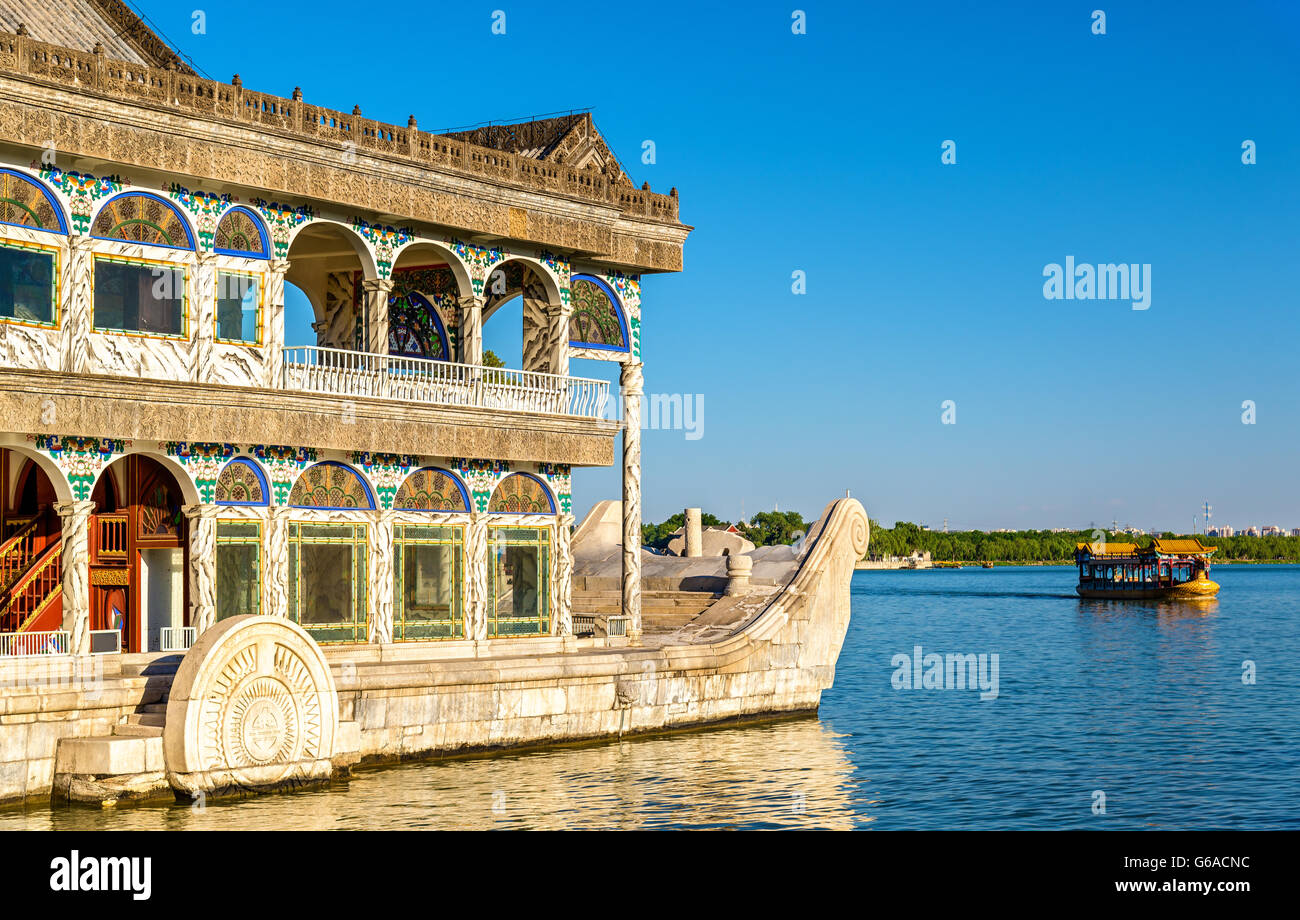 Marble Boat at the Summer Palace in Beijing Stock Photo