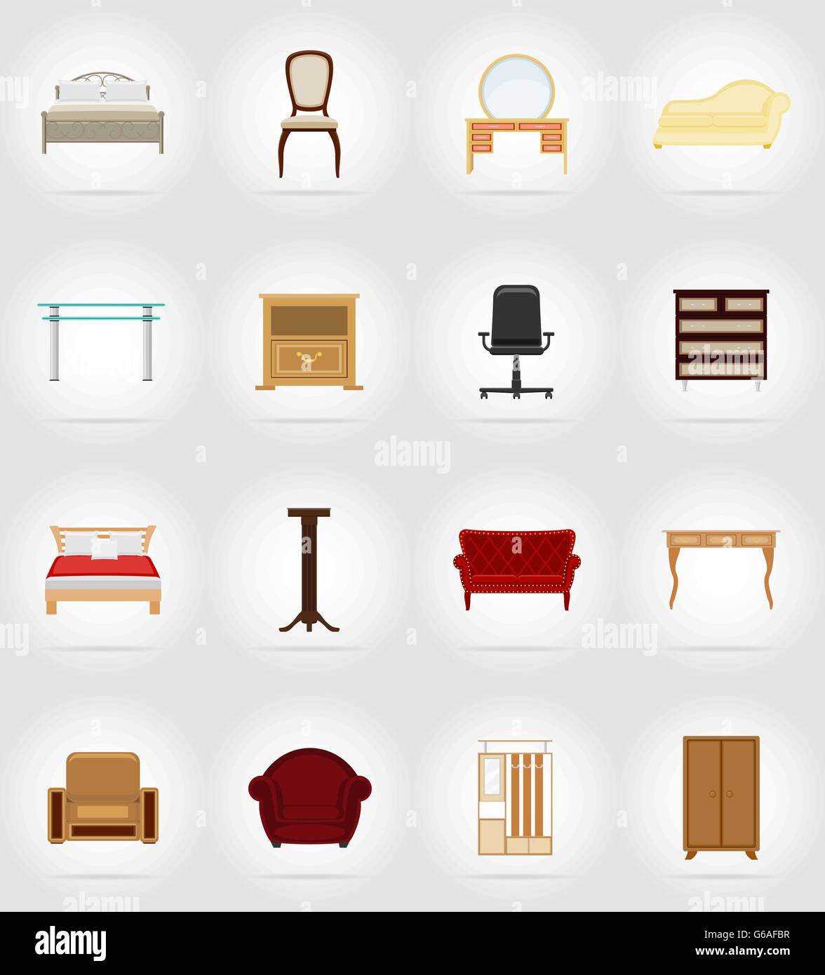 furniture set flat icons vector illustration isolated on white ...