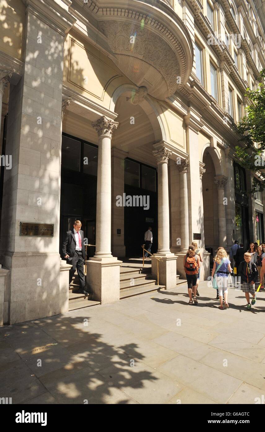 A general view of Grand Buildings, Northumberland Street, central