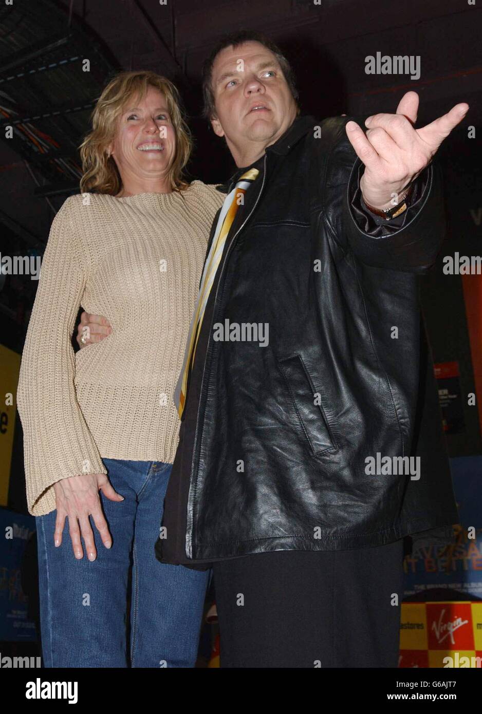 Rock singer Meat Loaf and his fiance Deborah during a photocall at the