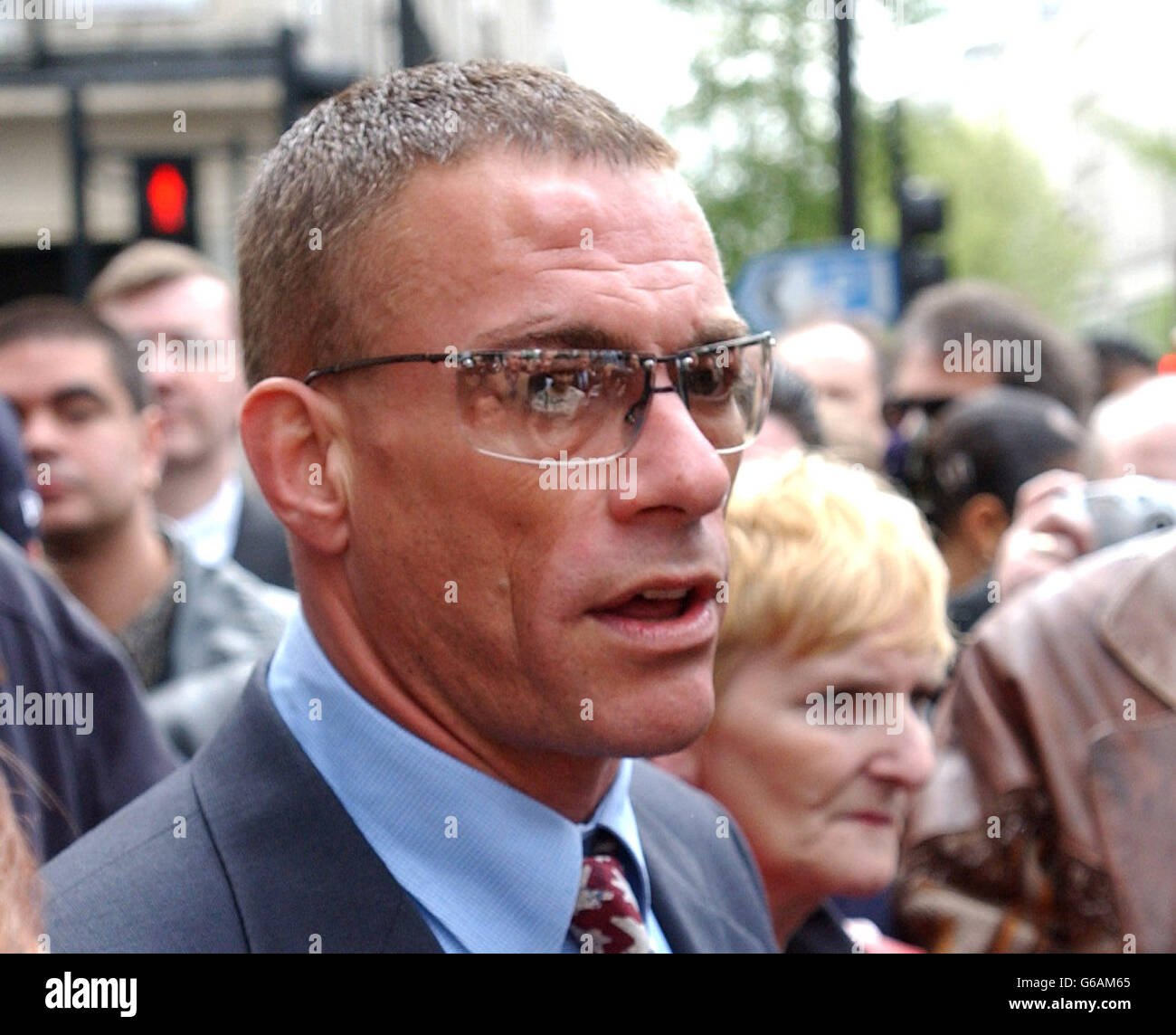 Actor Jean Claude Van Damme attends the unveiling ceremony of a Musical Heritage Blue Plaque, at the site of the old Apple records building, London, in honour of John Lennon. Stock Photo