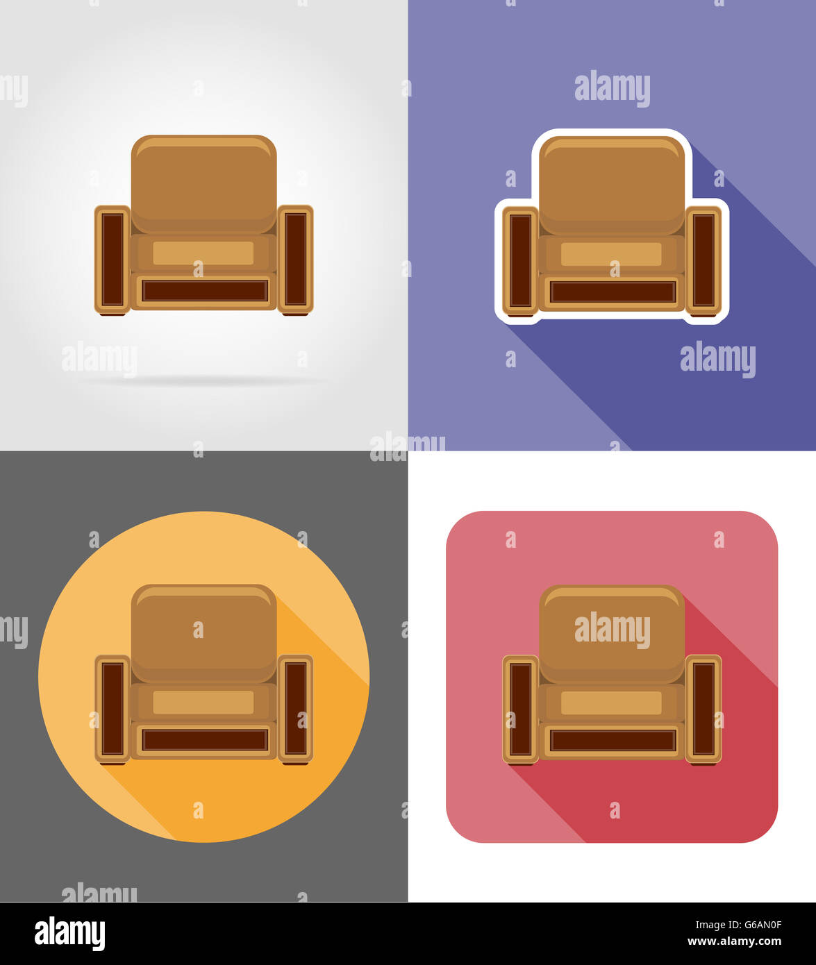 furniture set flat icons illustration isolated on white background ...