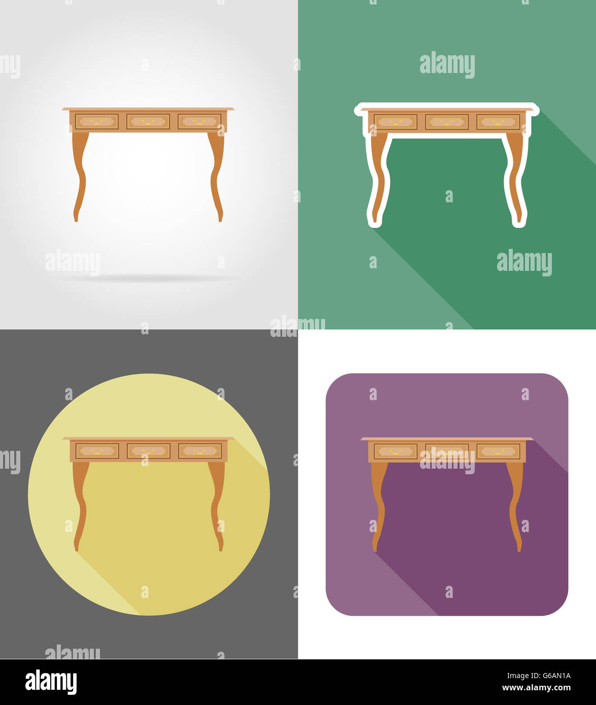 furniture set flat icons illustration isolated on white background ...