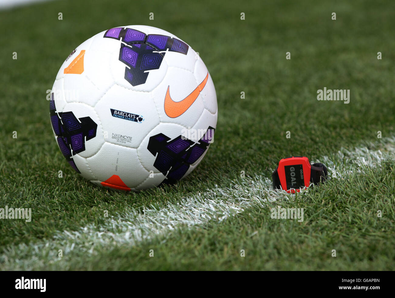 Soccer Goal Line Technology Photocall Emirates Stadium Stock Photo