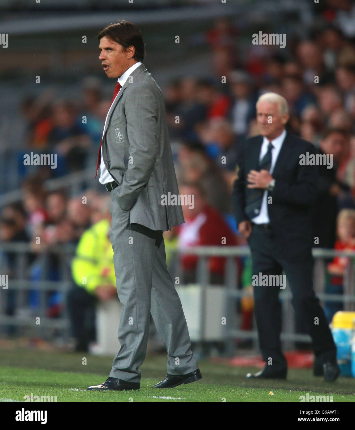 Soccer - Vauxhall International Friendly - Wales v Republic of Ireland - Cardiff City Stadium. Wales manager Chris Coleman during the International Friendly at Cardiff City Stadium, Cardiff. Stock Photo