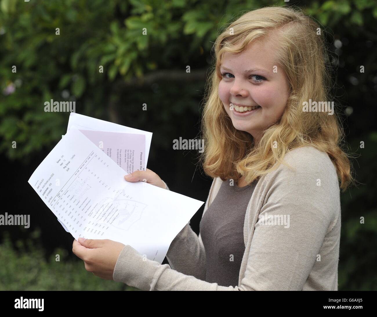 Hannah Edge from Braintree, who received two A*'s and two A's, smiles