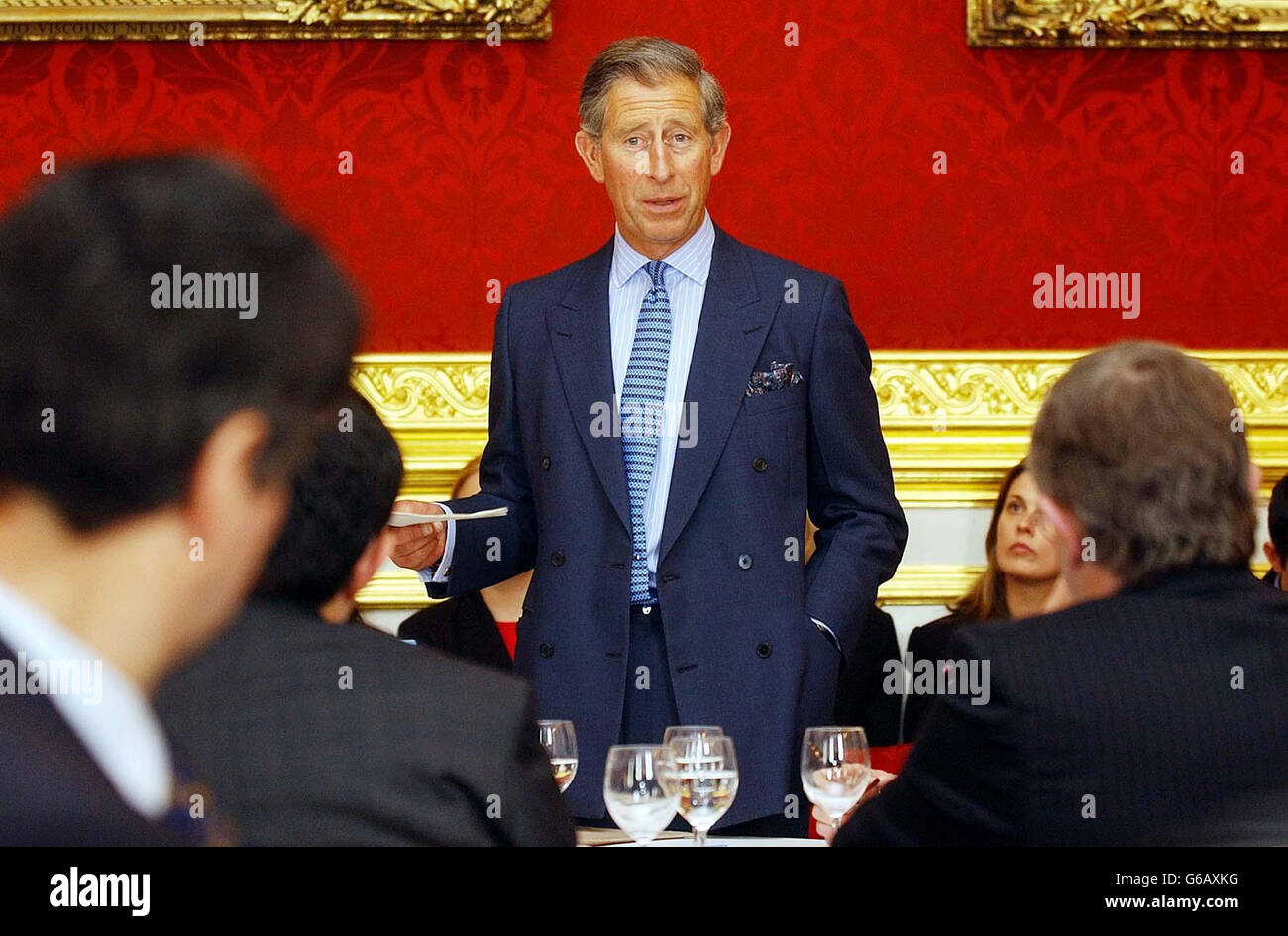 The Prince of Wales delivers his speech, during a meeting of leaders of the Business in the Community seminar, at St James's Palace in Central London. The Prince of Wales warned that rural communities were still suffering from 'some of the hardest times ever known'. *... Charles made an impassioned plea for established firms to support and encourage enterprise in the countryside as he addressed business leaders. Stock Photo