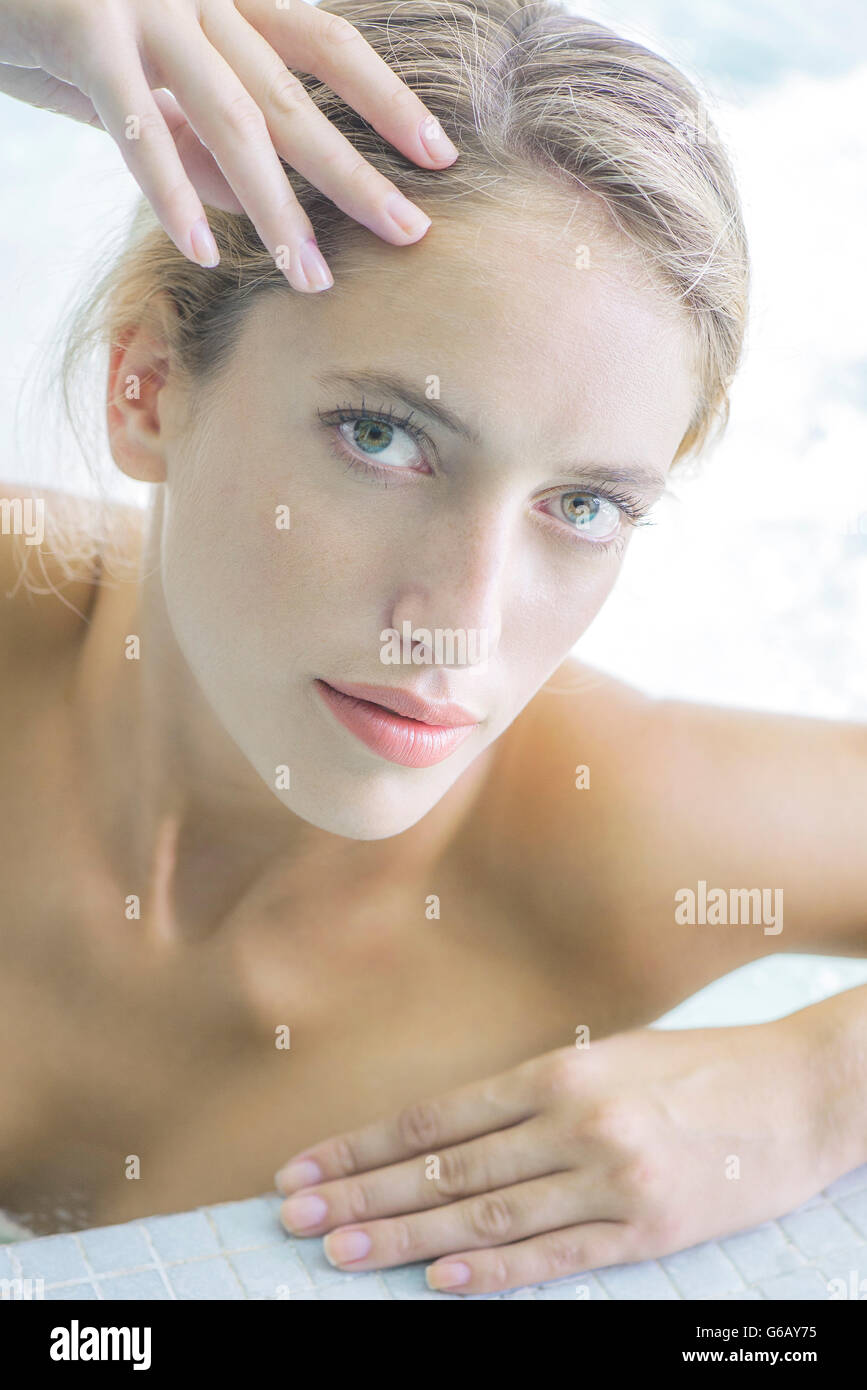 Woman relaxing in spa Stock Photo