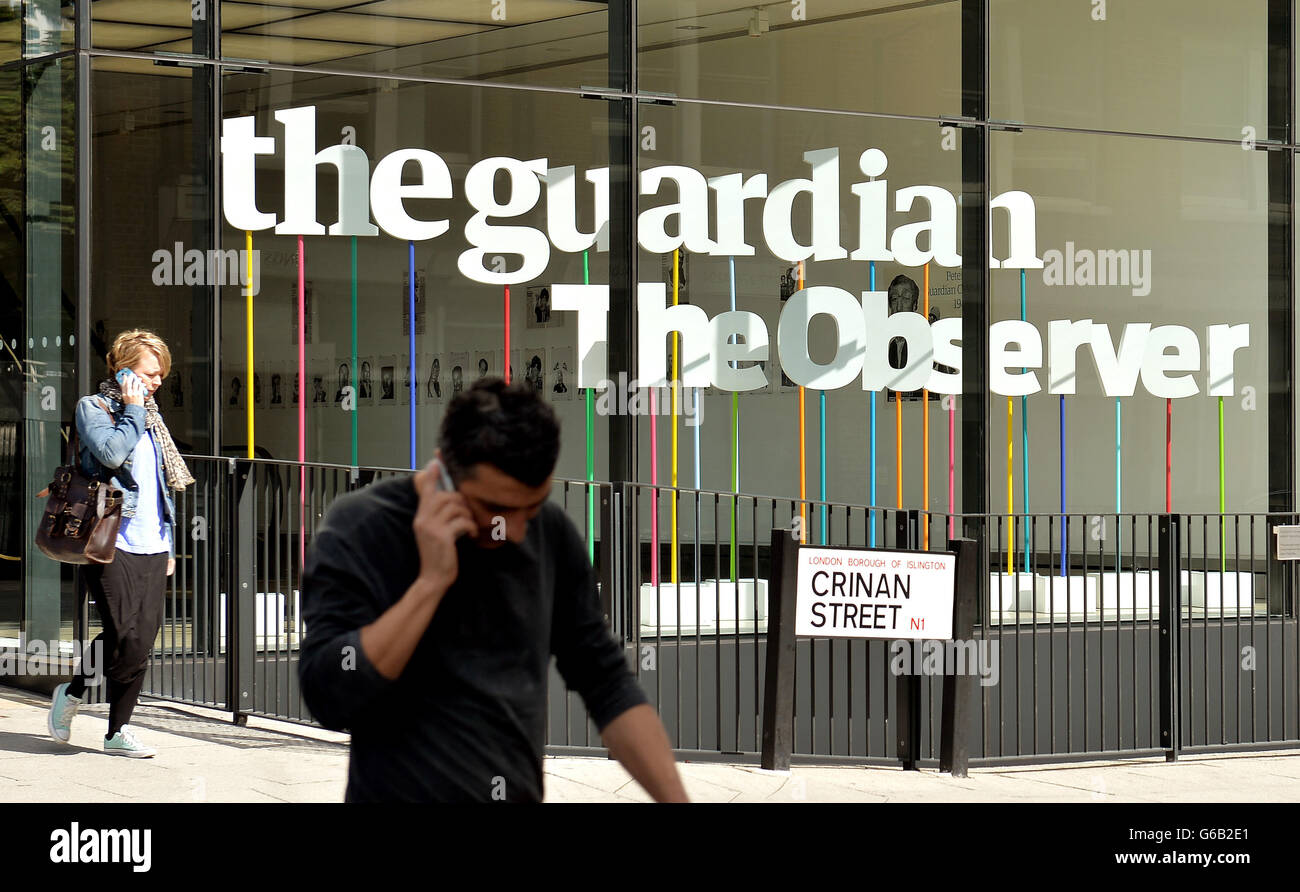 The Guardian. The main entrance of The Guardian Newspaper office on York Way, north London. Stock Photo