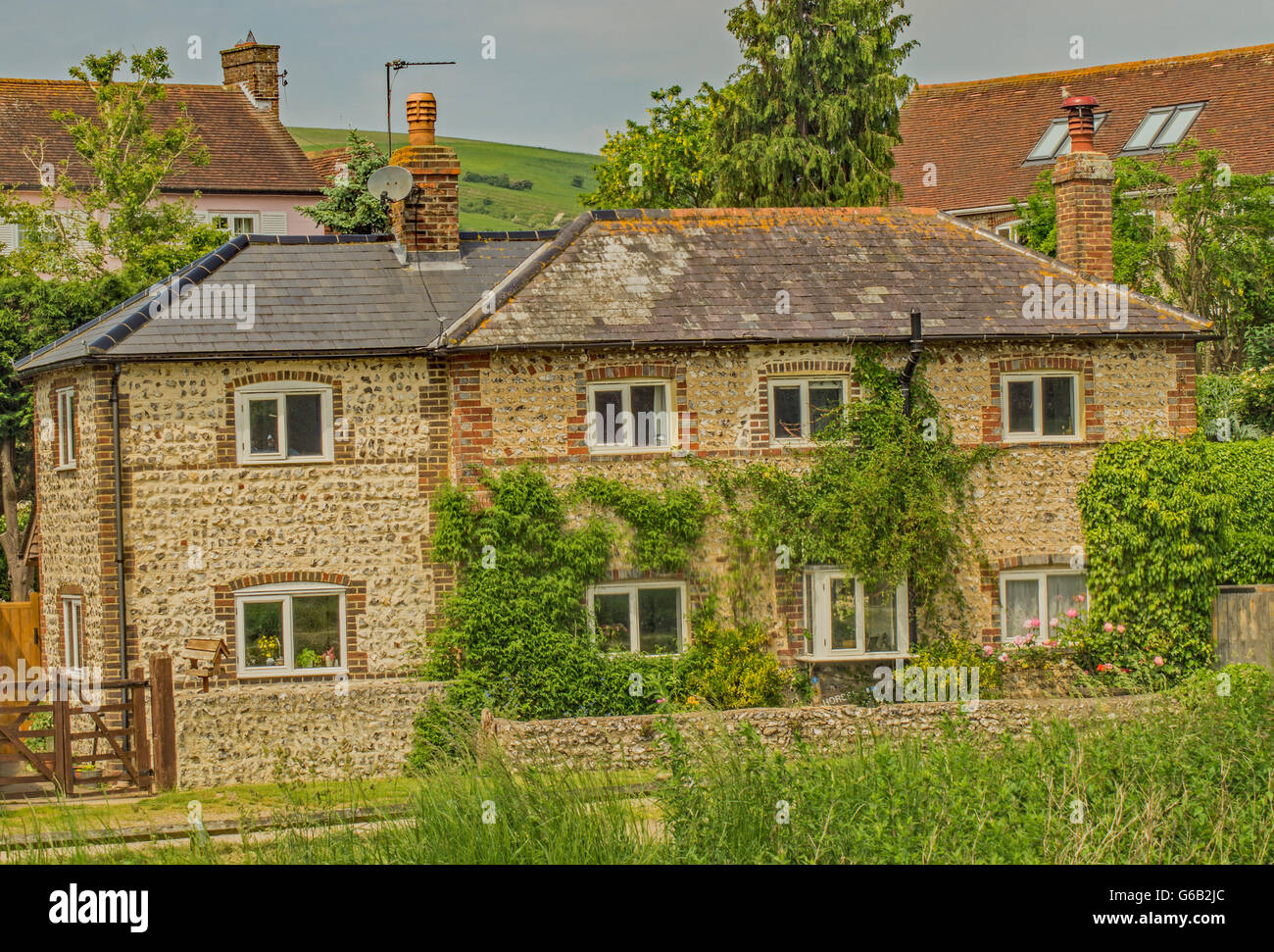 An English Country Stone House in a rural village Stock Photo