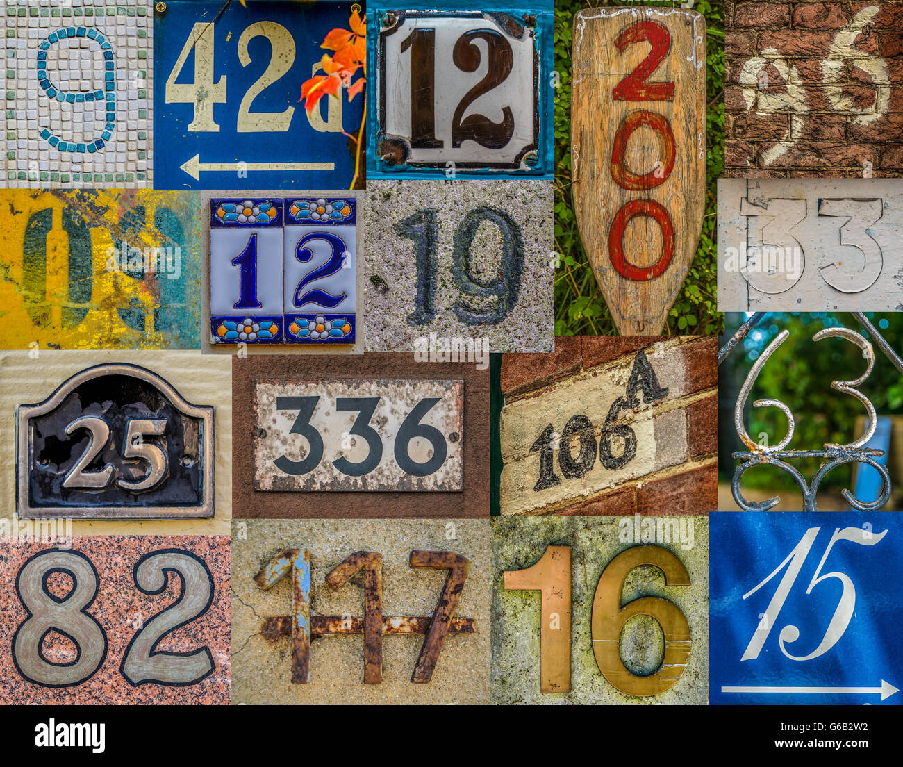 House Numbers From Around The World Stock Photo