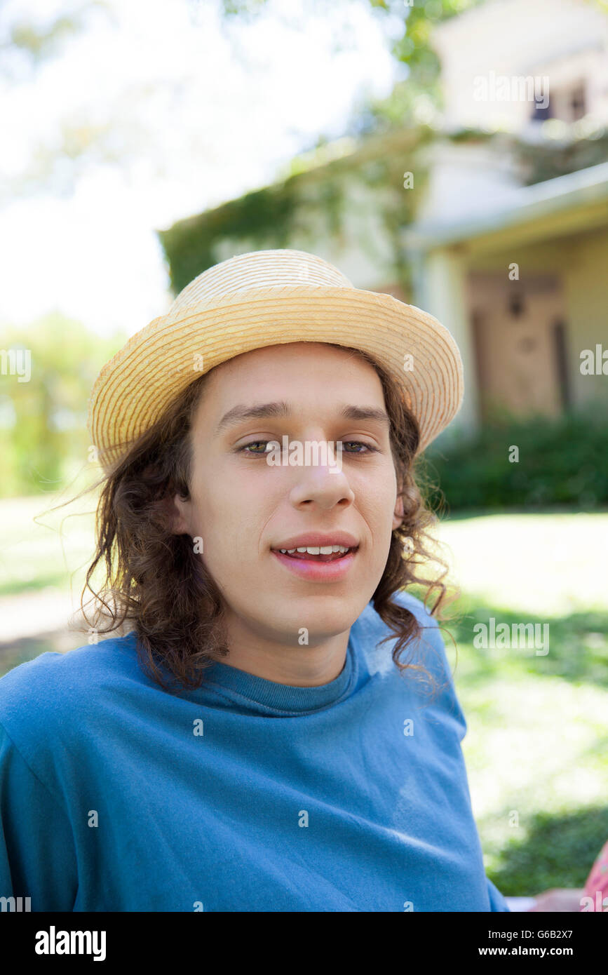 Young man in park Stock Photo