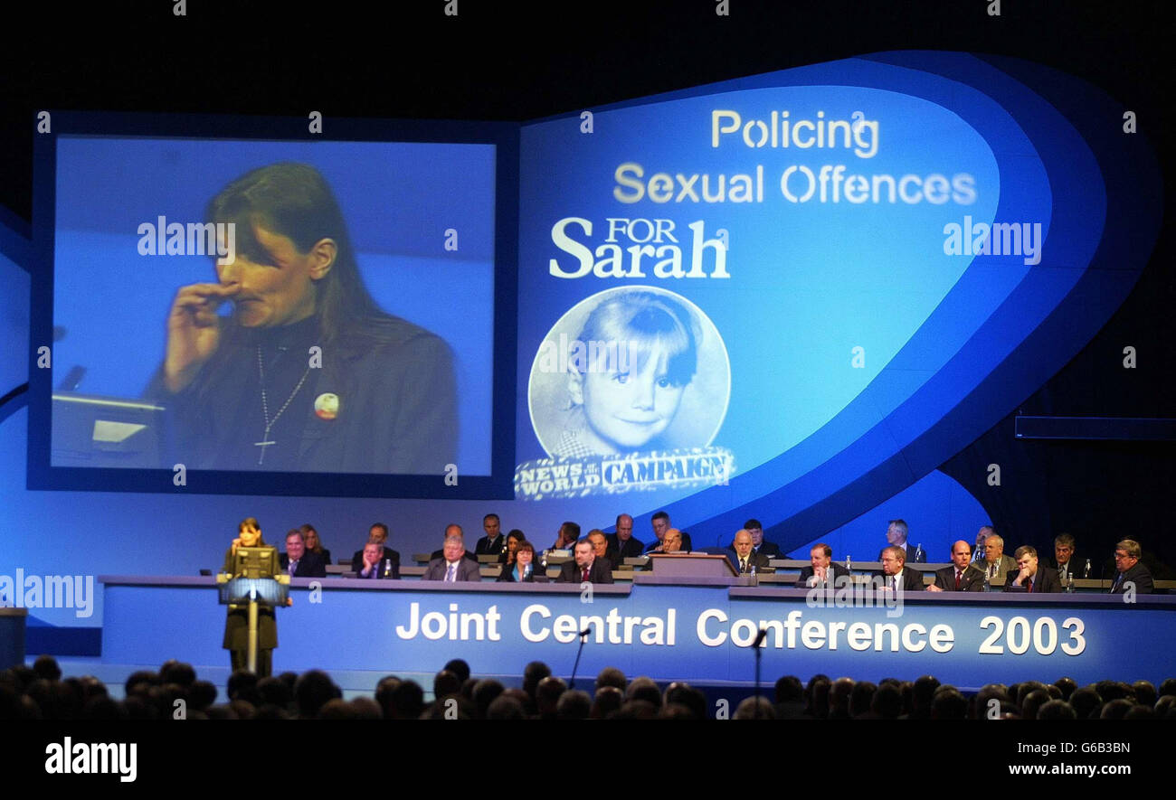 Sara Payne, mother of murdered school girl Sarah Payne, speaks at the