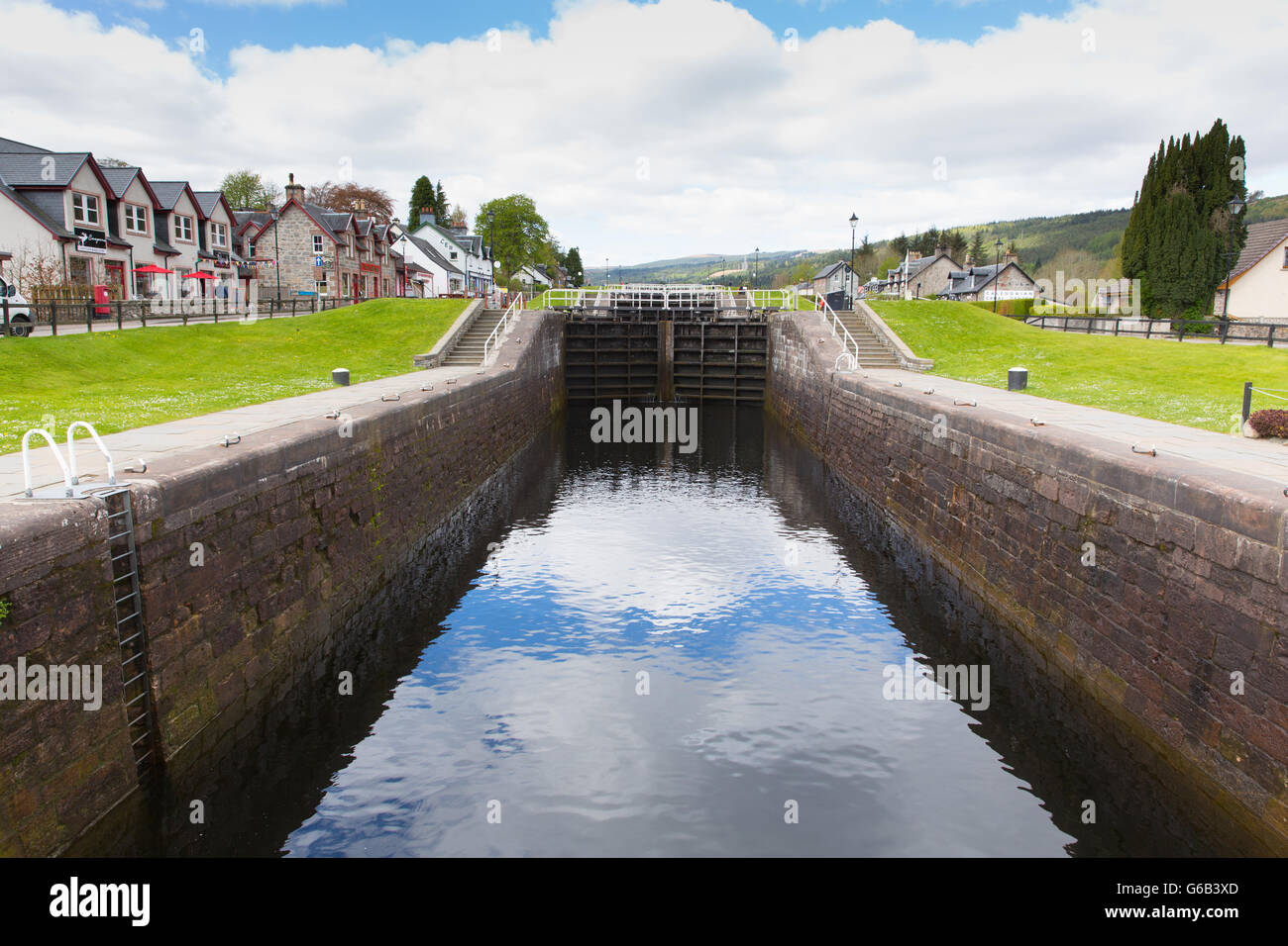 Caledonian canal lock gate Fort Augustus Scotland UK Stock Photo