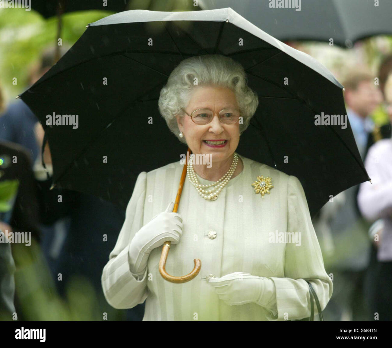 Queen Elizabeth II visits the Royal Horticultural Society's Chelsea Flower Show in London. Stock Photo