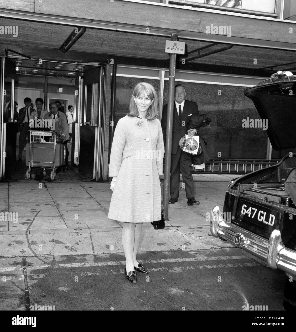 Actress Julie Harris arrives at Heathrow Airport in London. She is due to film two episodes of Journey to the Unknown at MGM Studios Elstree. Stock Photo