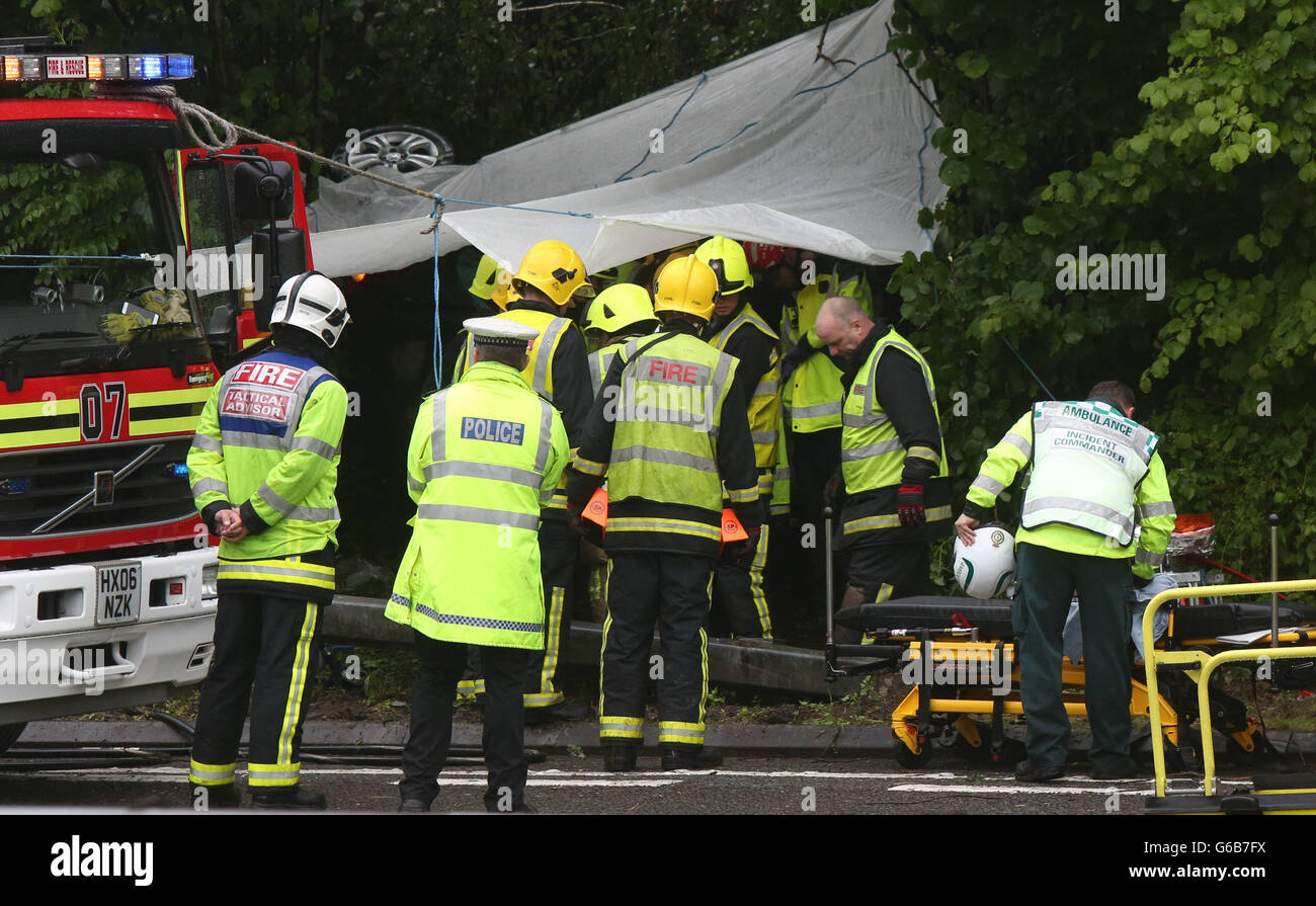 Liphook, Hampshire, UK. 23rd June, 2016. Three escape from this vehicle