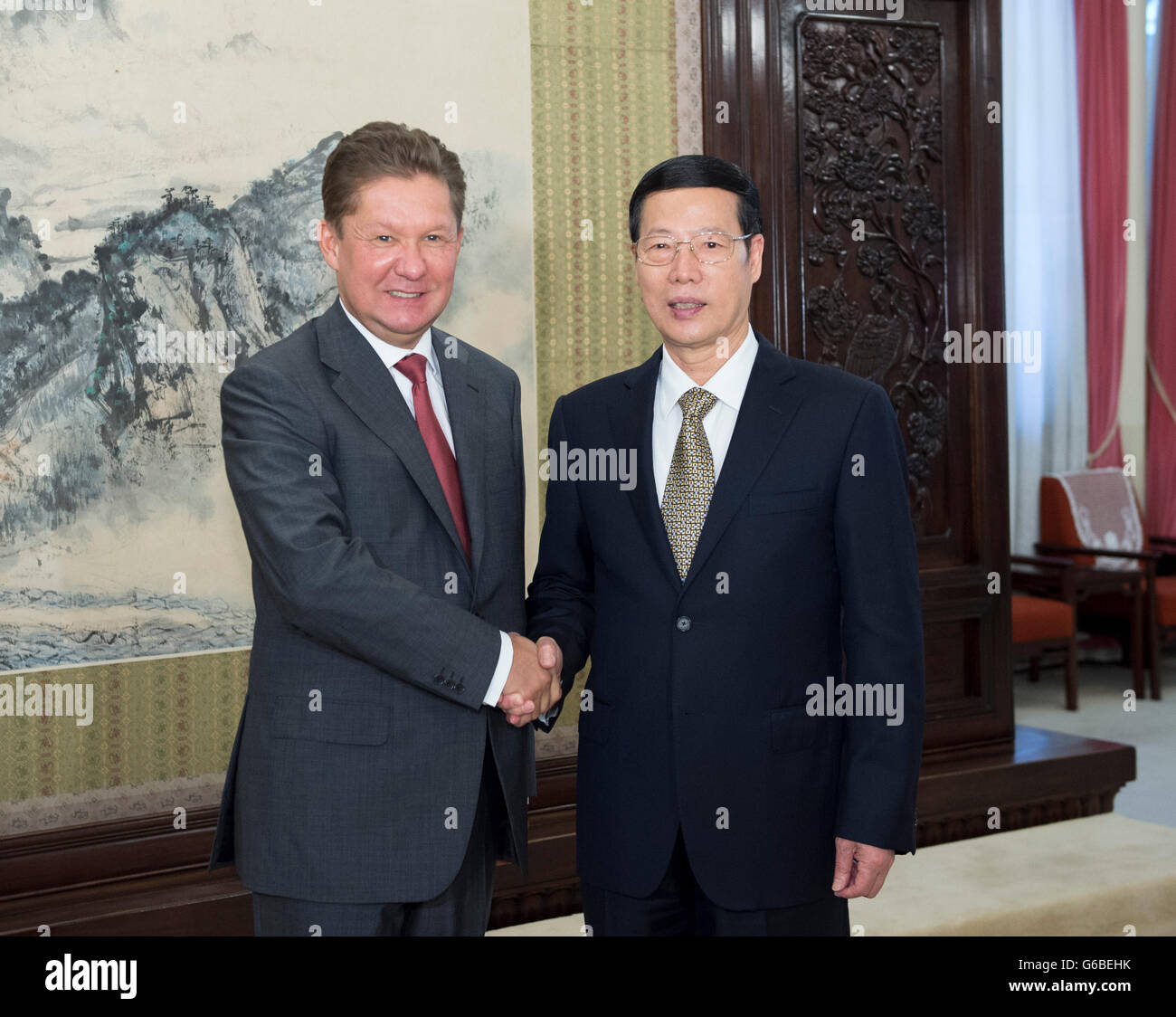 Beijing, China. 24th June, 2016. Chinese Vice Premier Zhang Gaoli (R ...