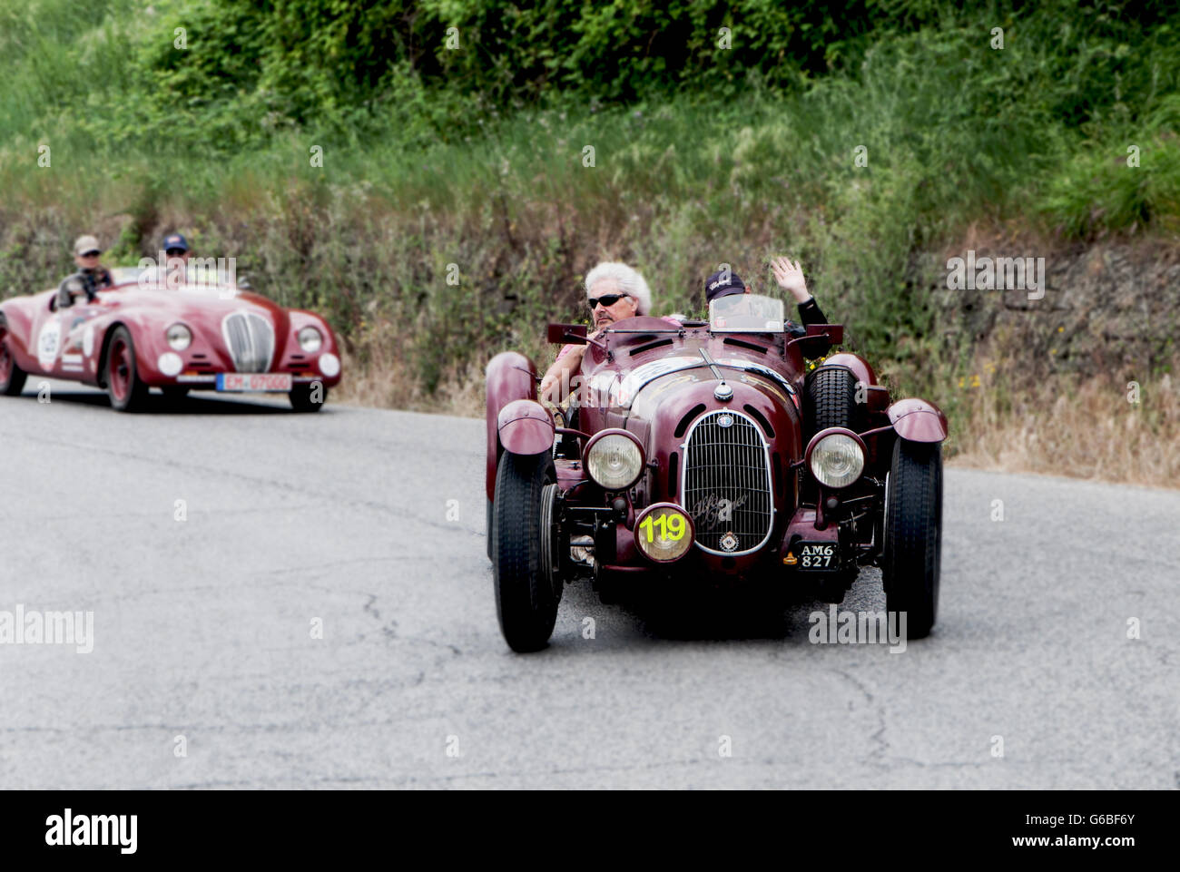 ALFA ROMEO 8C 2900 A 1936 in nidentified crew on an old racing car in rally Mille Miglia 2015 the famous italian historical race Stock Photo