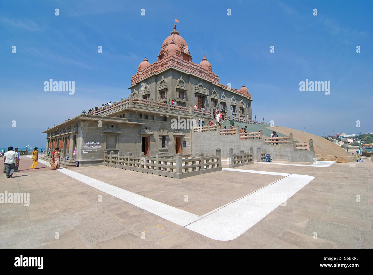 Vivekananda Rock Memorial temple, Kanyakumari, Tamil Nadu, India.  The southernmost point of Indian landmass. Stock Photo