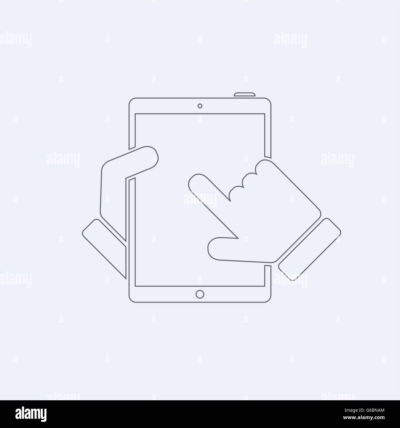 View hand holding tablet Stock Vector Images - Alamy