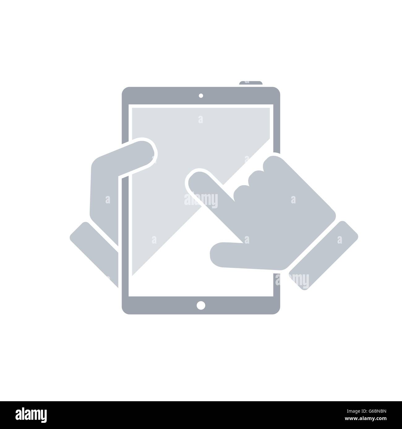 Hand touching tablet design Cut Out Stock Images & Pictures - Alamy