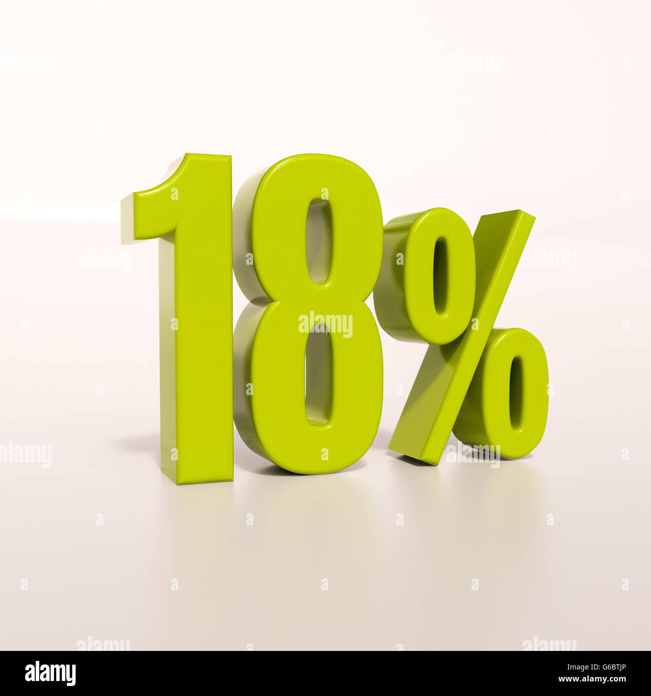 3d Render Green 18 Percent Percentage Discount Sign On White 18