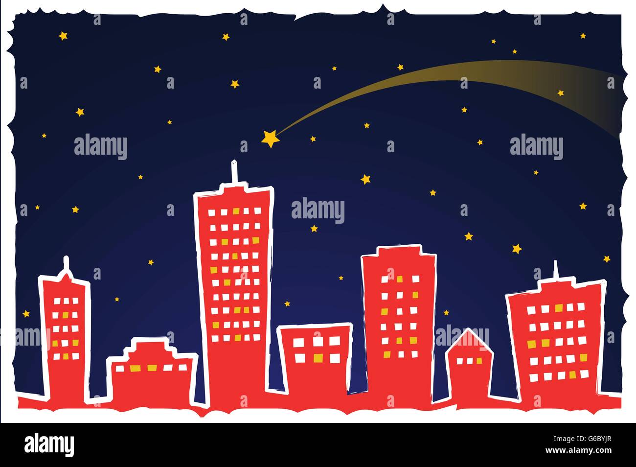 Vector illustration of stylized city at night Stock Vector Image & Art ...