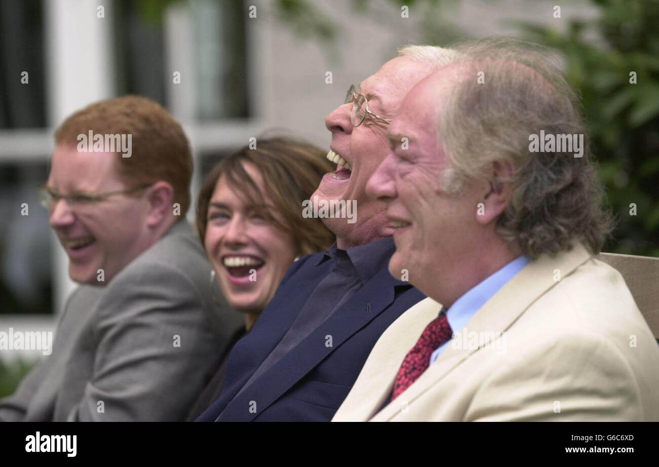 From left to right; Director Colin McPherson, actress Lena Headey, actor Sir Michael Caine and actor Sir Michael Gambon during a photocall at the Four Seasons Hotel in Dublin, Ireland to promote their new film The Actors. Stock Photo
